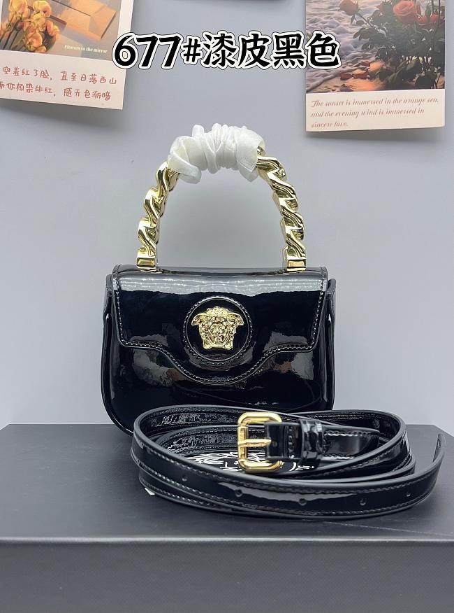 Versace Medusa Leather Black Bag Size 12x16x8cm - 1
