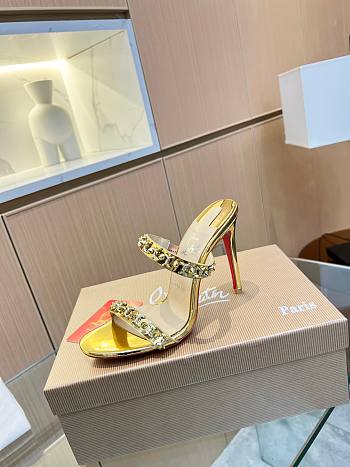 Christian Louboutin Crystals Embellished Gold 10CM