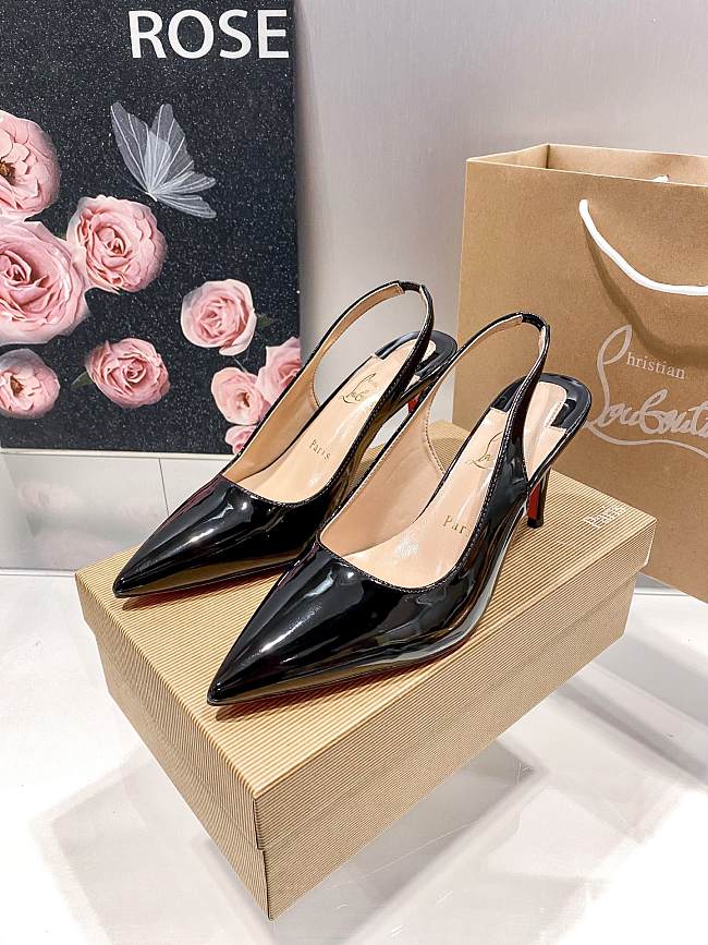 Christian Louboutin Kate Sling Patent Pumps Black 8cm - 1