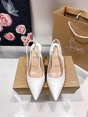 Christian Louboutin Kate Sling Patent Pumps White 8cm - 3