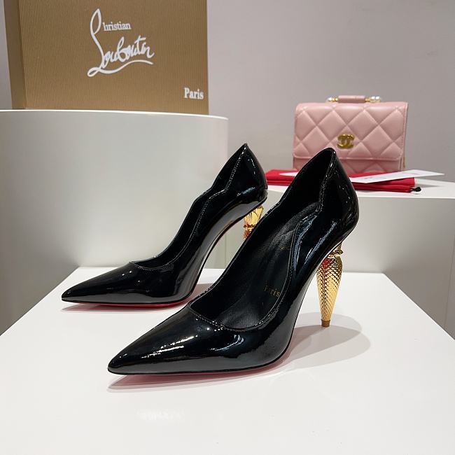 Christian Louboutin Lipstrass Heels Glossy Black 10CM - 1