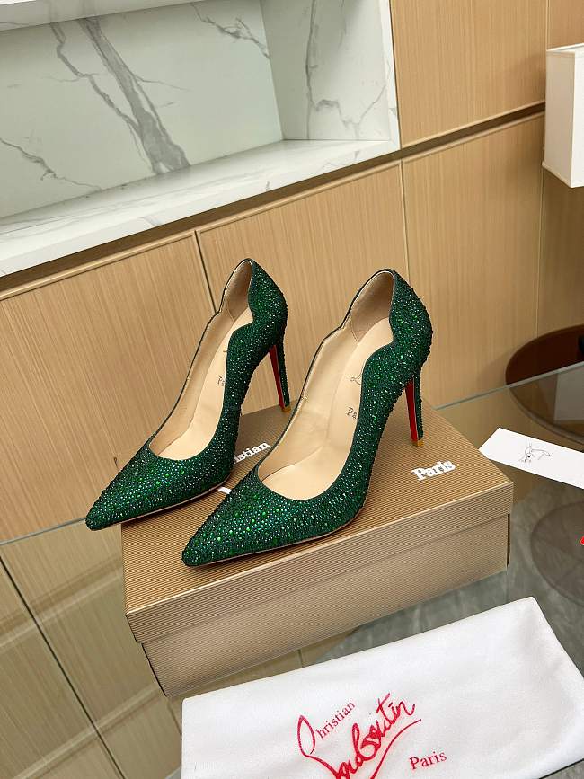 Christian Louboutin Rhinestone Green 10CM - 1