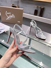 Christian Louboutin Rosalie Sandals Silver Stone 10CM - 5