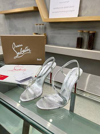 Christian Louboutin Rosalie Sandals Leather Silver 10CM