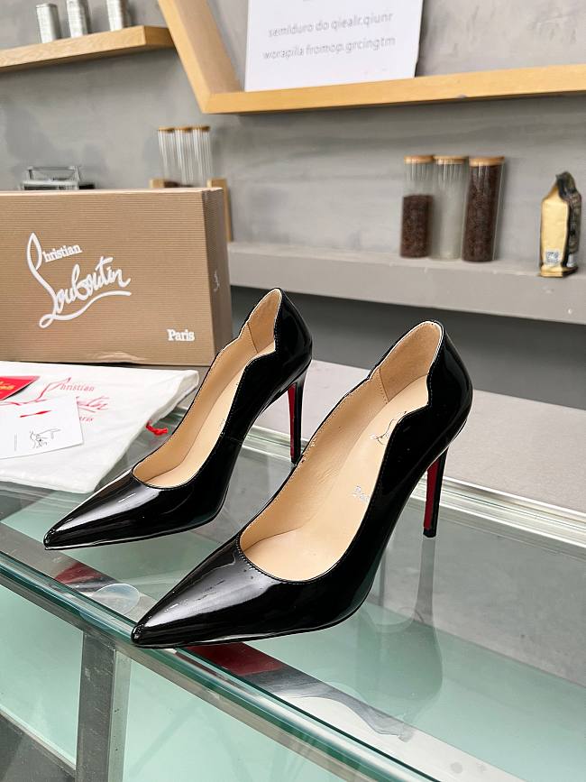 Christian Louboutin Shiny Patent Leather Heels Black 10CM - 1