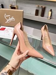 Christian Louboutin Shiny Patent Leather Heels Cream 10CM - 2