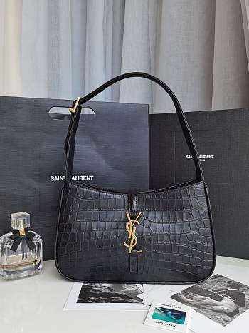 Saint Laurent Le5 À 7 Crocodile Black Hobo Bag Size 23x16x6cm