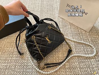 Saint Laurent Puffer Bucket Black Bag Size 23x23x12cm