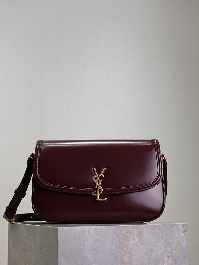 YSL Cassandra Leather Burgundy Bag Size 23x16x6CM - 1