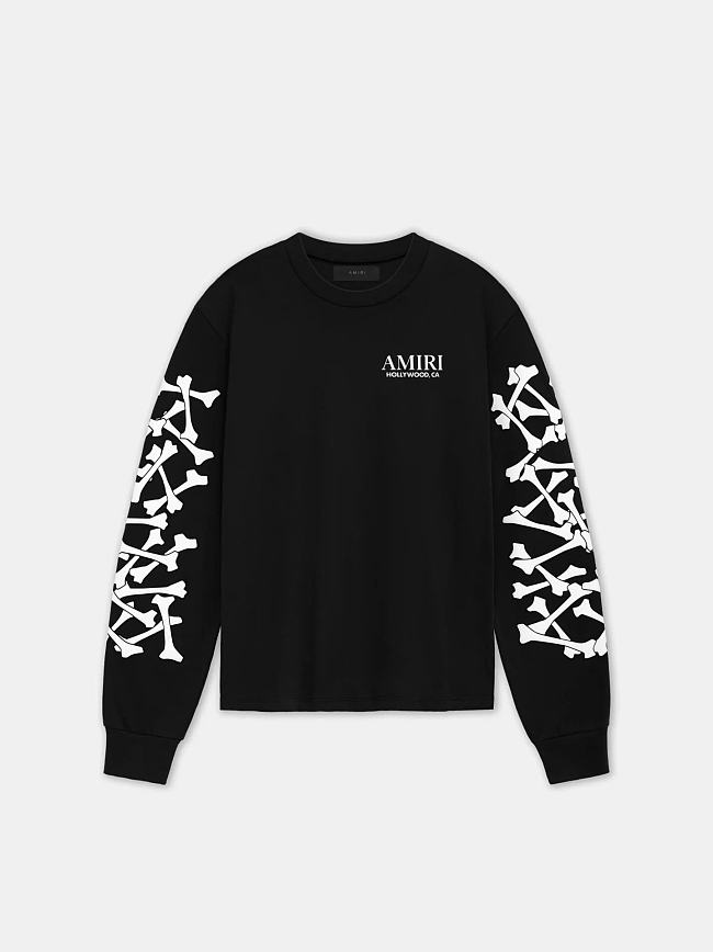 AMIRI BONES STACKED LONG SLEEVE TEE BLACK - 1