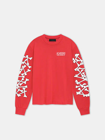 AMIRI BONES STACKED LONG SLEEVE TEE RED
