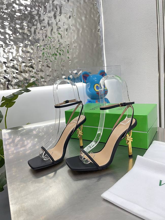 Bottega Veneta Ankle Strap Sandals Leather Black 85mm - 1