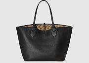 Gucci Totissima Shopper Black Grained Leather Size 30(50)x27x23CM - 4