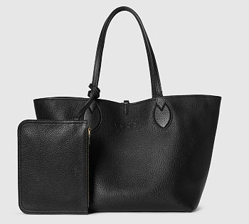 Gucci Totissima Shopper Black Grained Leather Size 30(50)x27x23CM