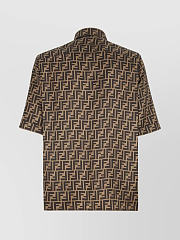 FENDI Silk Shirt with All-over FF Logo Brown - 4