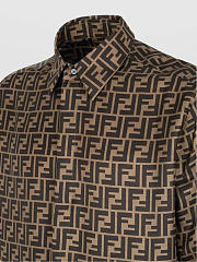 FENDI Silk Shirt with All-over FF Logo Brown - 2