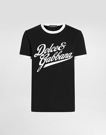 Dolce Gabban T-shirt with Flock Print Black
