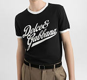 Dolce Gabban T-shirt with Flock Print Black - 5