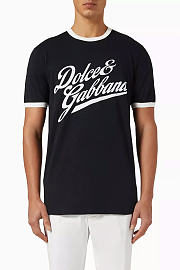 Dolce Gabban T-shirt with Flock Print Black - 4