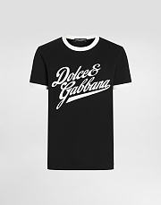 Dolce Gabban T-shirt with Flock Print Black - 3