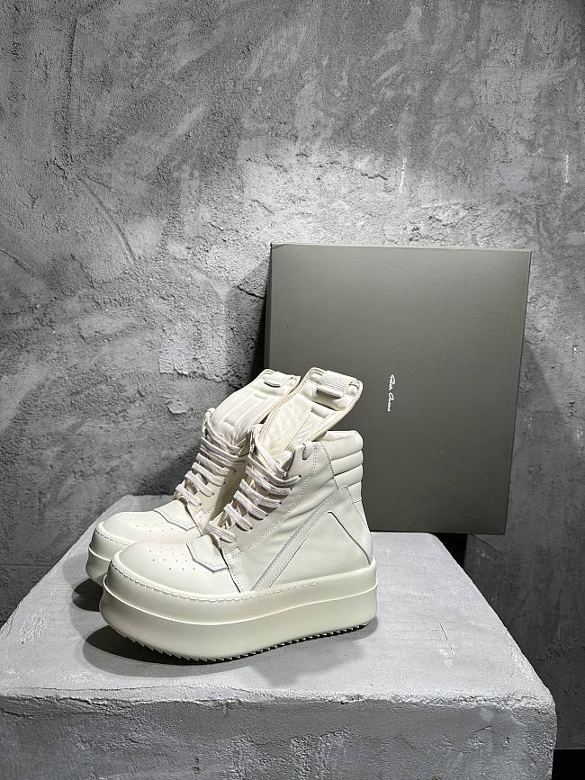Rick Owens Mega Bumper Geobasket High Patent White - 1