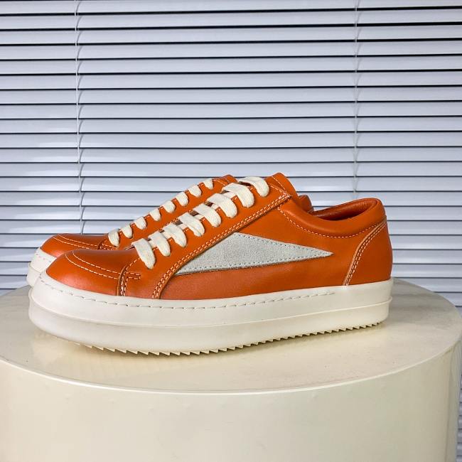 Rick Owens Panelled Leather Sneakers Orange - 1