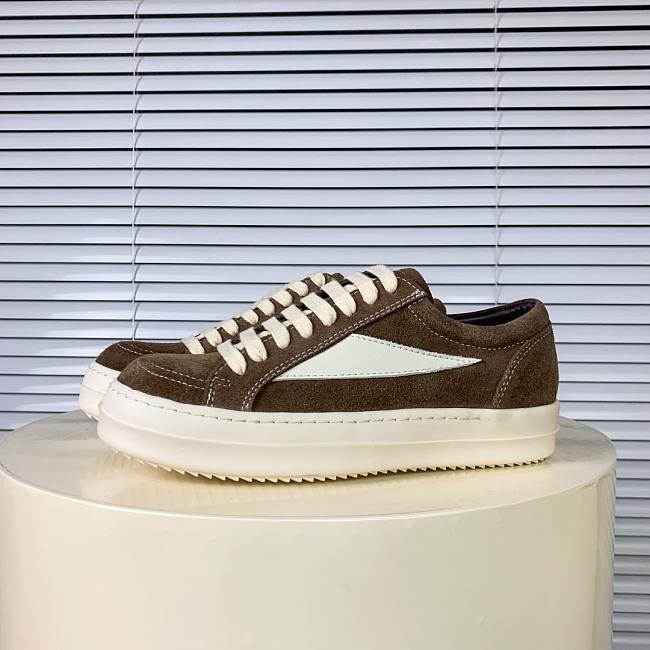 Rick Owens Panelled Velvet Sneakers Brown - 1