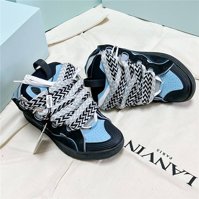 Lanvin Curb Lace-up Sneakers Black Blue - 1