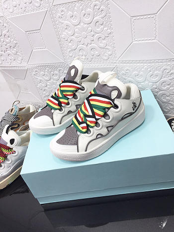 Lanvin Curb Lace-up Sneakers Grey White