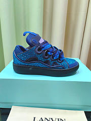 Lanvin Curb Lace-up Sneakers Rhinestone Blue - 6