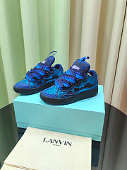 Lanvin Curb Lace-up Sneakers Rhinestone Blue - 4