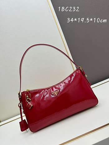 Prada Aimée Patent Leather Red Bag Size 34x19x10cm