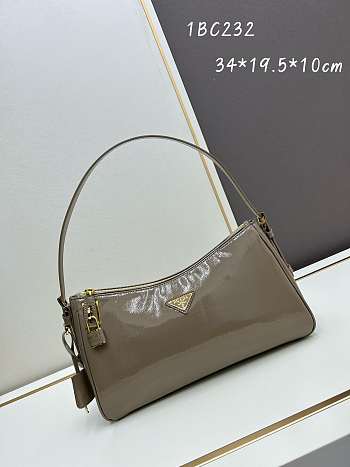 Prada Aimée Patent Leather Brown Bag Size 34x19x10cm