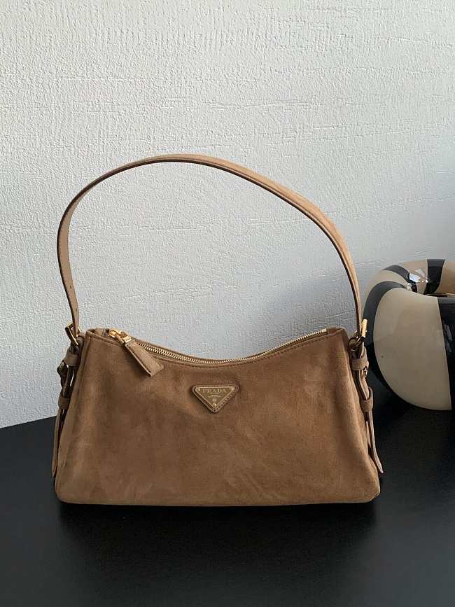 Prada Aimée Suede Bag Caramel Size 31x18x10cm - 1