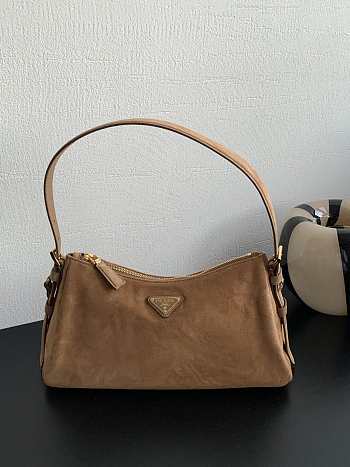Prada Aimée Suede Bag Caramel Size 31x18x10cm