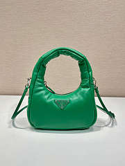 Prada Soft Mini Leather Tote Bag Green Size 21x12x6cm - 3