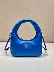 Prada Soft Mini Leather Tote Bag Blue Size 21x12x6cm - 3
