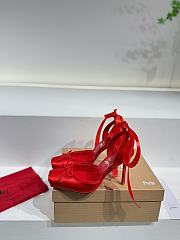 Christian Louboutin Cassia Lace Up Loubi Crepe Satin Red 10cm - 2