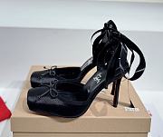 Christian Louboutin Cassia Lace Up Loubi Crepe Satin Black 10cm - 1