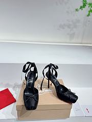 Christian Louboutin Cassia Lace Up Loubi Crepe Satin Black 10cm - 3
