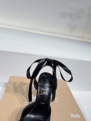 Christian Louboutin Cassia Lace Up Loubi Crepe Satin Black 10cm - 2