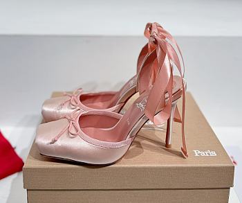 Christian Louboutin Cassia Lace Up Loubi Crepe Satin Pink 10cm