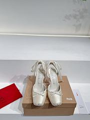 Christian Louboutin Cassia Lace Up Loubi Crepe Satin White 10cm - 5