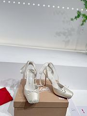 Christian Louboutin Cassia Lace Up Loubi Crepe Satin White 10cm - 3