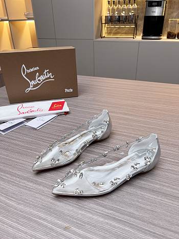 Christian Louboutin Follies Strass Flat Silver