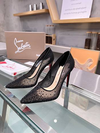 Christian Louboutin Follies Strass Heels Black 10cm