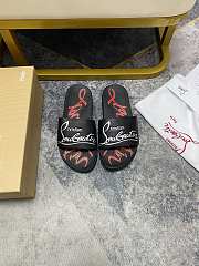 Christian Louboutin Graphic Print Slide Black  - 2