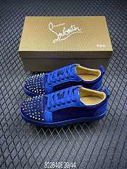 Christian Louboutin Louis Junior Spikes Orlato Flat Blue Glitter - 1