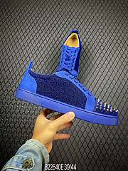 Christian Louboutin Louis Junior Spikes Orlato Flat Blue Glitter - 4