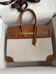 Hermes Birkin 25 Ecru Gold Toile Canvas HM45H1 Size 25x19x12cm - 4